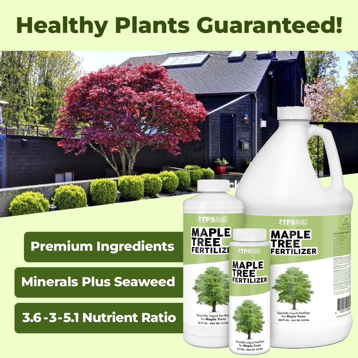 Maple Tree Fertilizer product package shown with plants