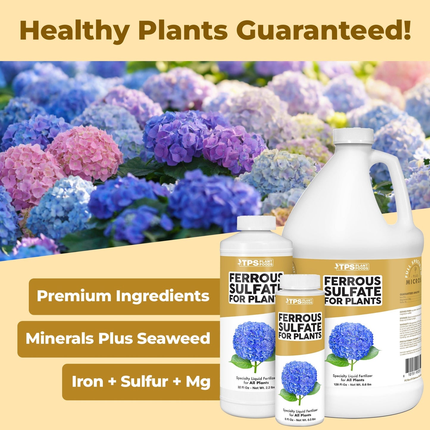 Ferrous Sulfate For Plants product package shown with plants