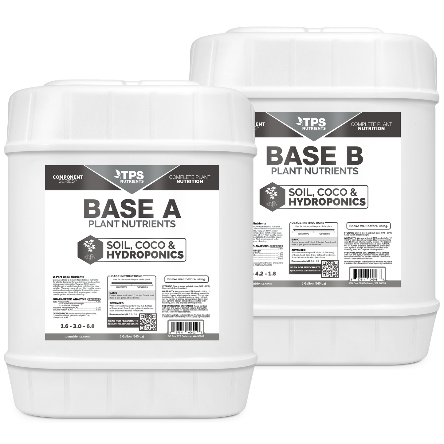 TPS Plant Foods Base A+B Plant Nutrients 5 gallon product package
