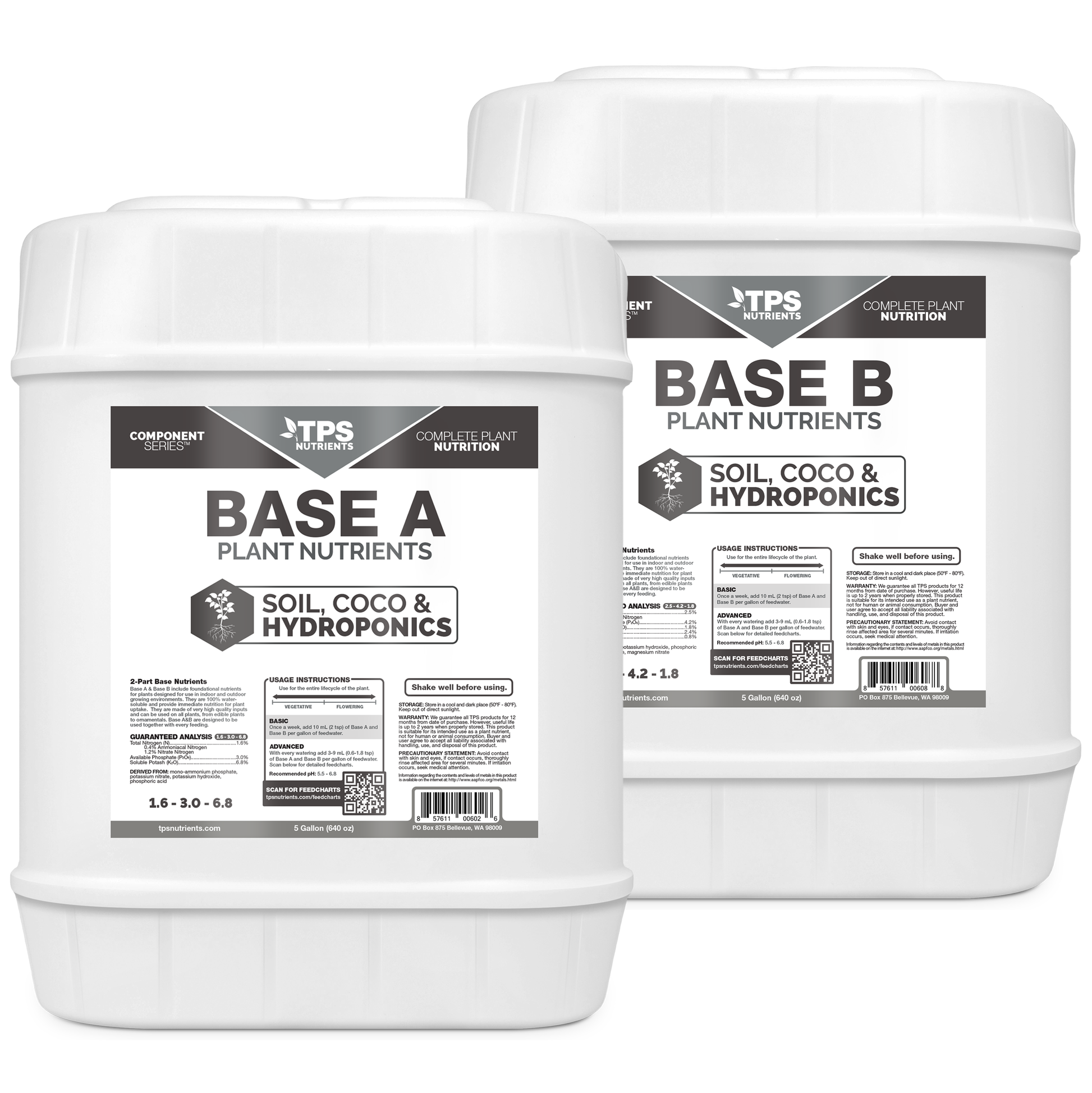 TPS Plant Foods Base A+B Plant Nutrients 5 gallon product package