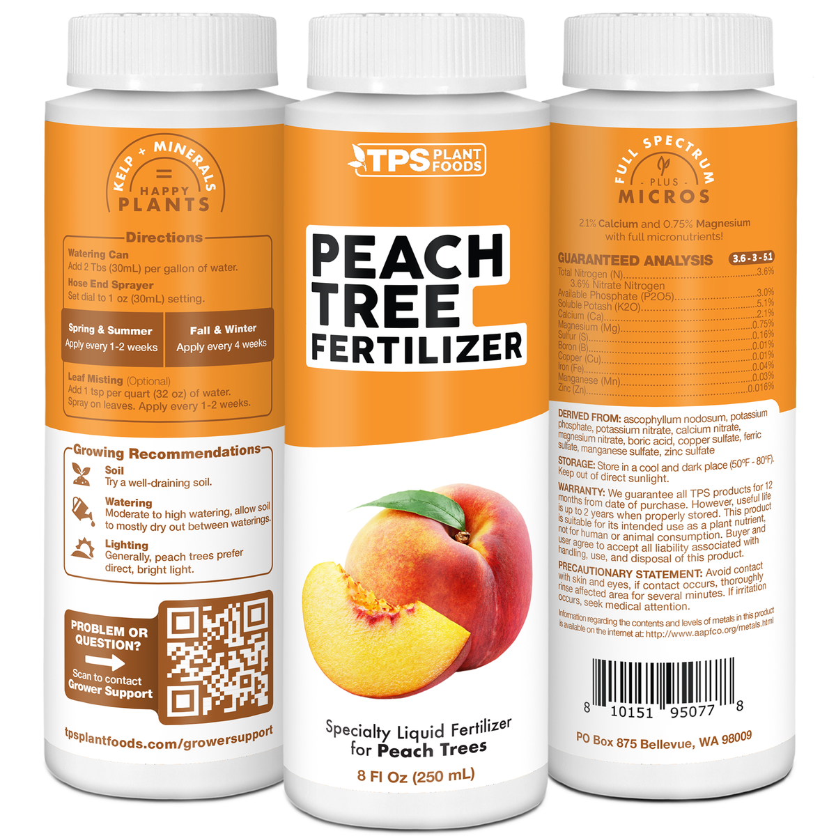 TPS Plant Foods Peach Tree Fertilizer 3.6-3-5.1 bottle