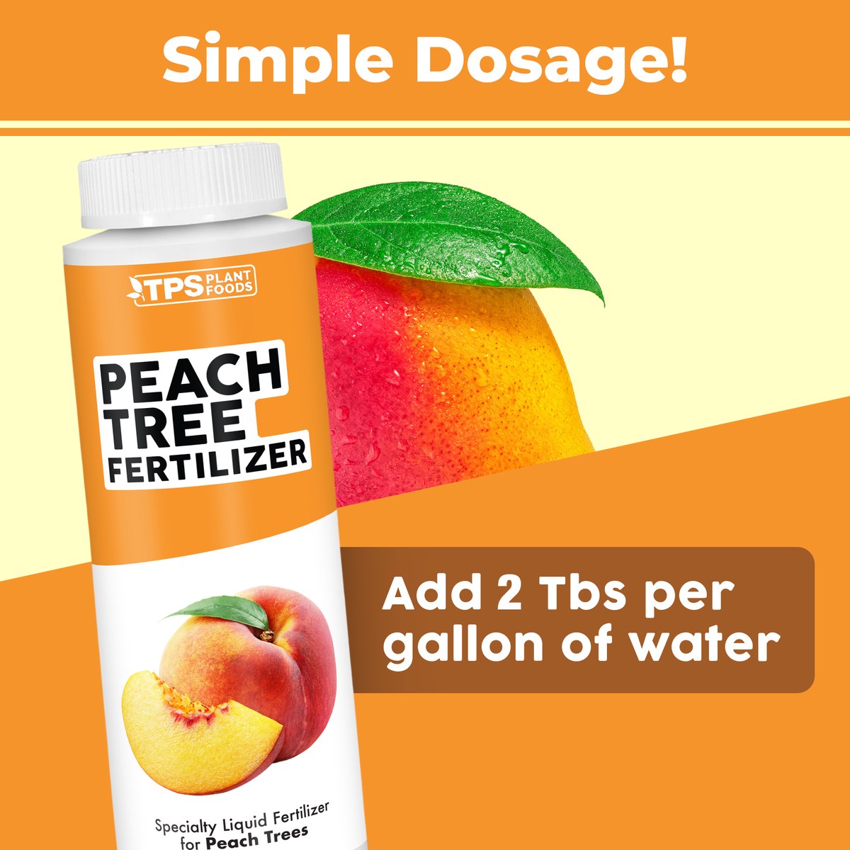 TPS Peach Tree Fertilizer 3.6-3-5.1 formula, ingredients and peach tree care details