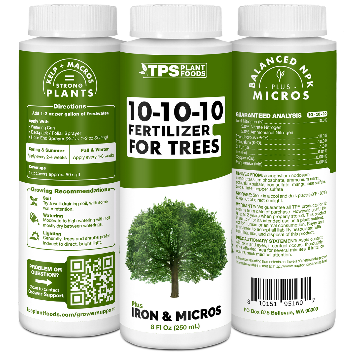 10-10-10 for Trees product package shown with plants