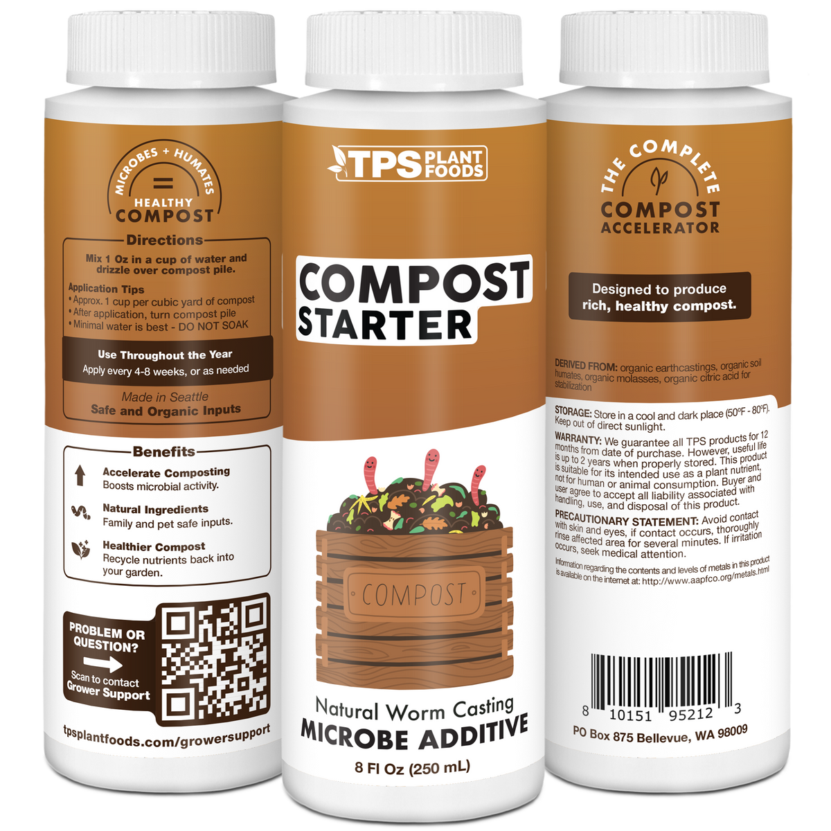 Compost Starter and Accelerator product package shown with plants