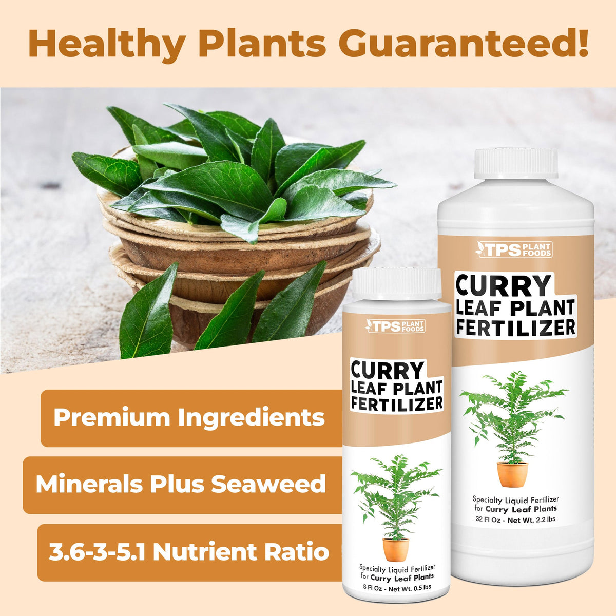 Curry Leaf Plant Fertilizer product package shown with plants
