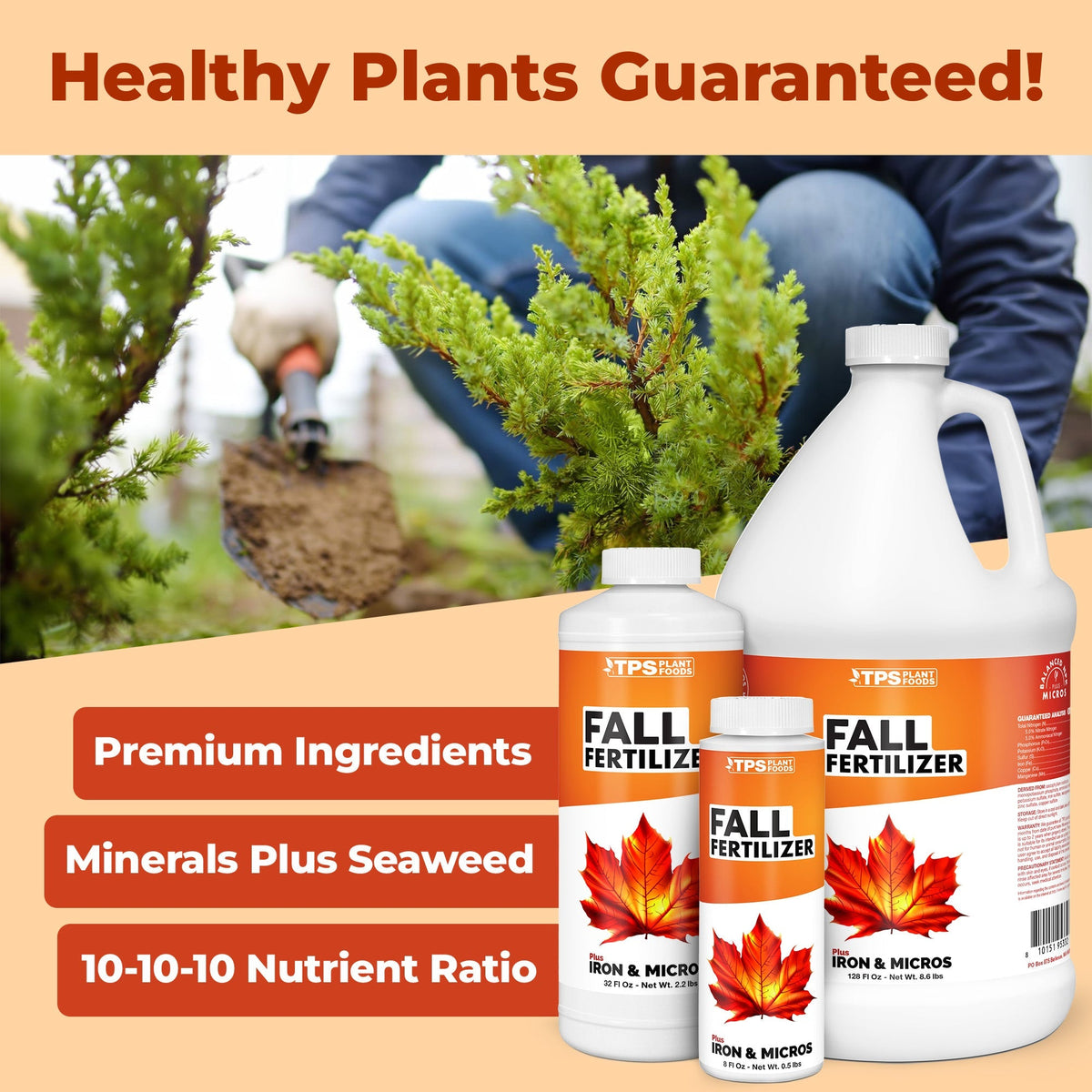 Fall Fertilizer product package shown with plants