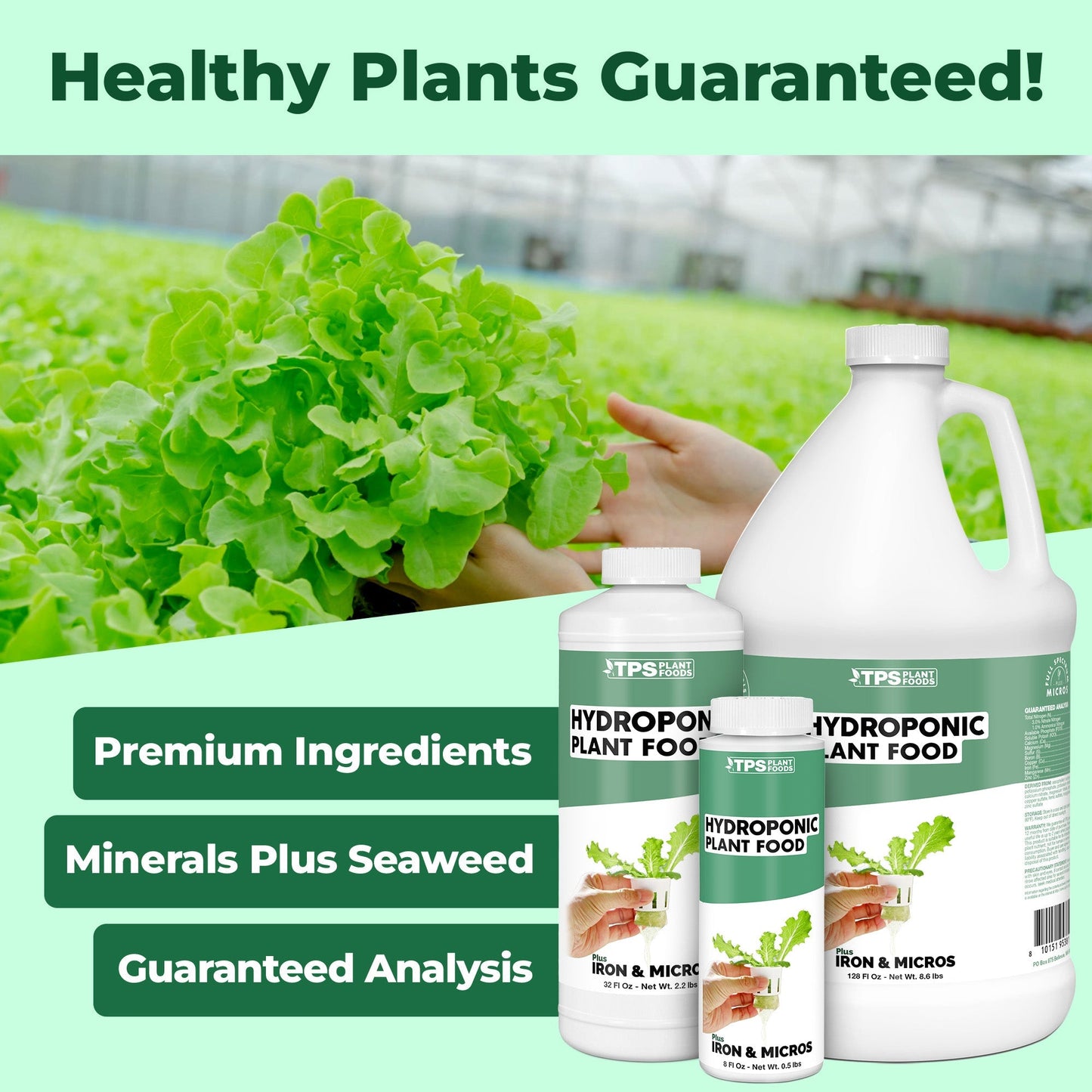 Hydroponic Plant Food product package shown with plants