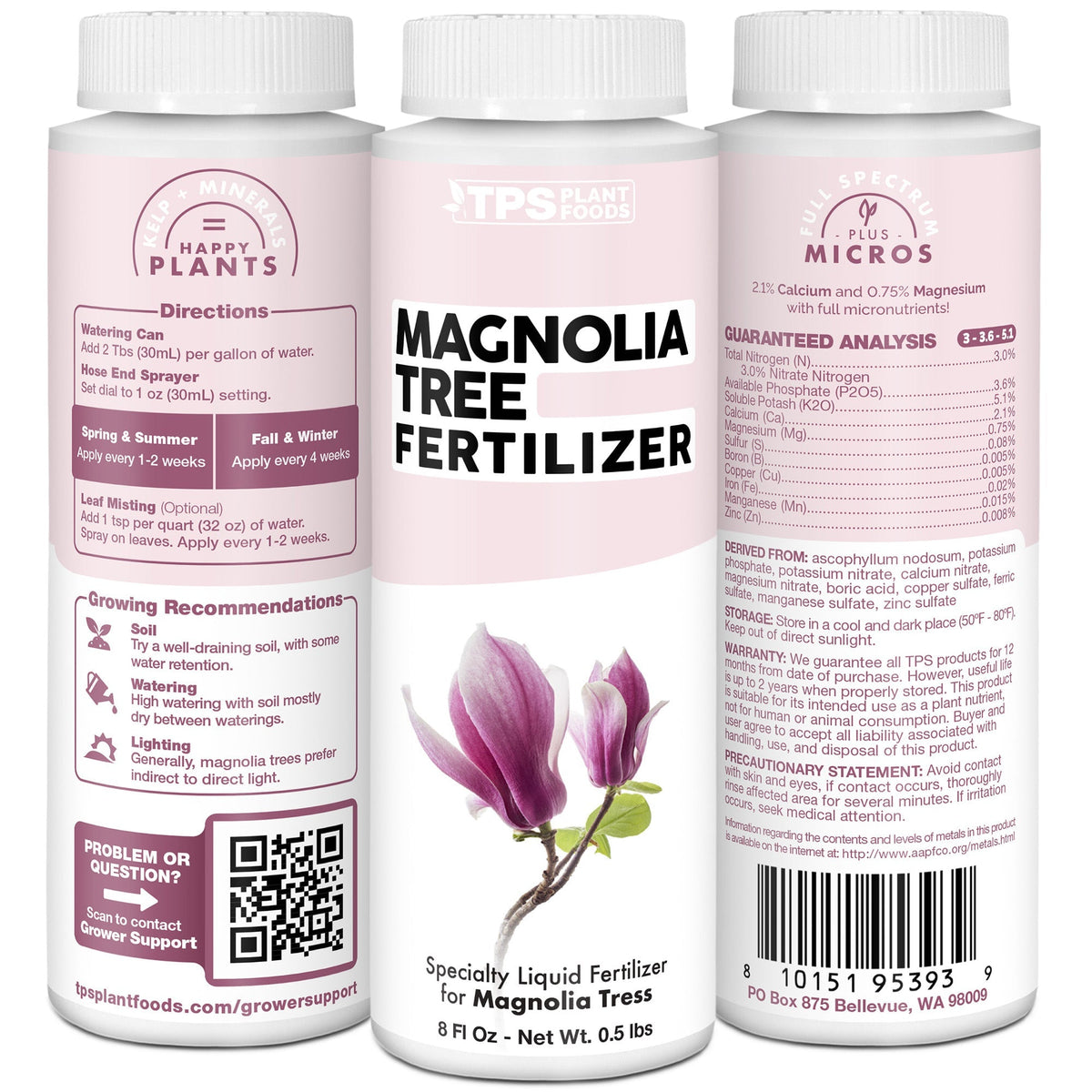 TPS Magnolia Tree Fertilizer 3-3.6-5.1 formula, ingredients and magnolia trees care details