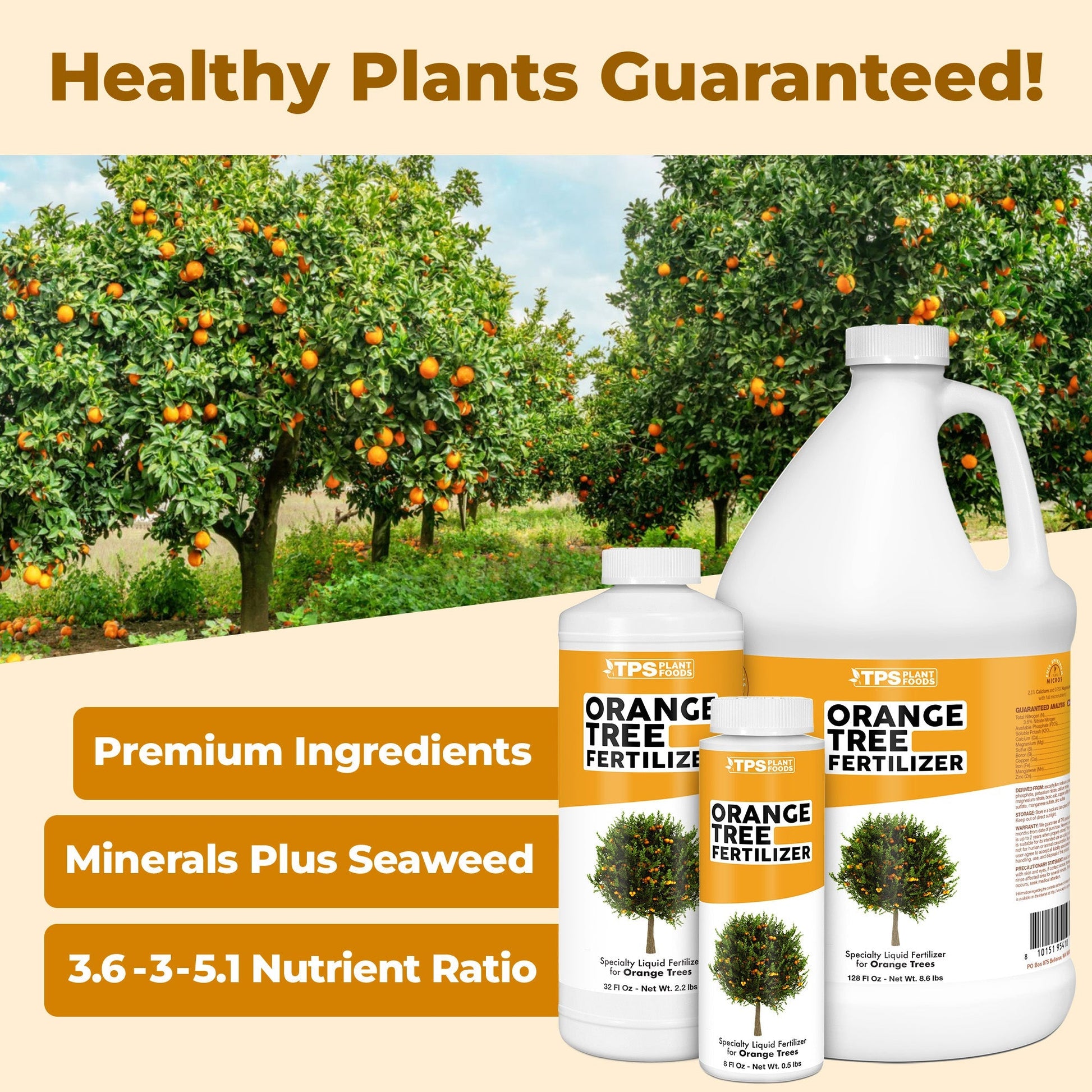 Orange Tree Fertilizer product package shown with plants