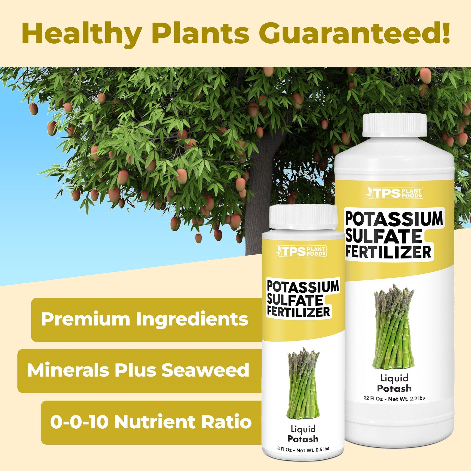 Potassium Sulfate Fertilizer product package shown with plants