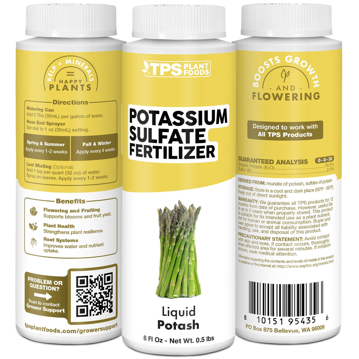 TPS Potassium Sulfate Fertilizer 0-0-10 formula, ingredients and plants care details [tri-wrap]
