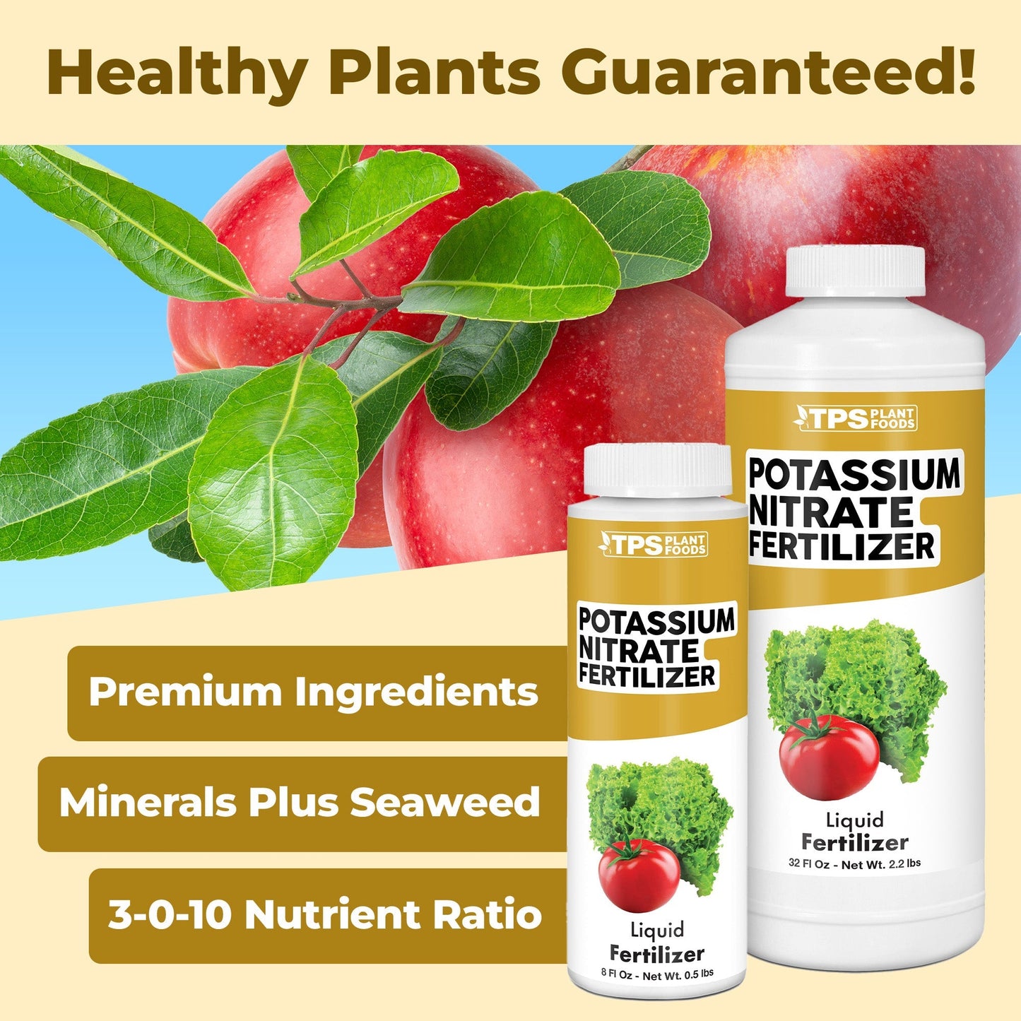 Potassium Nitrate Fertilizer product package shown with plants