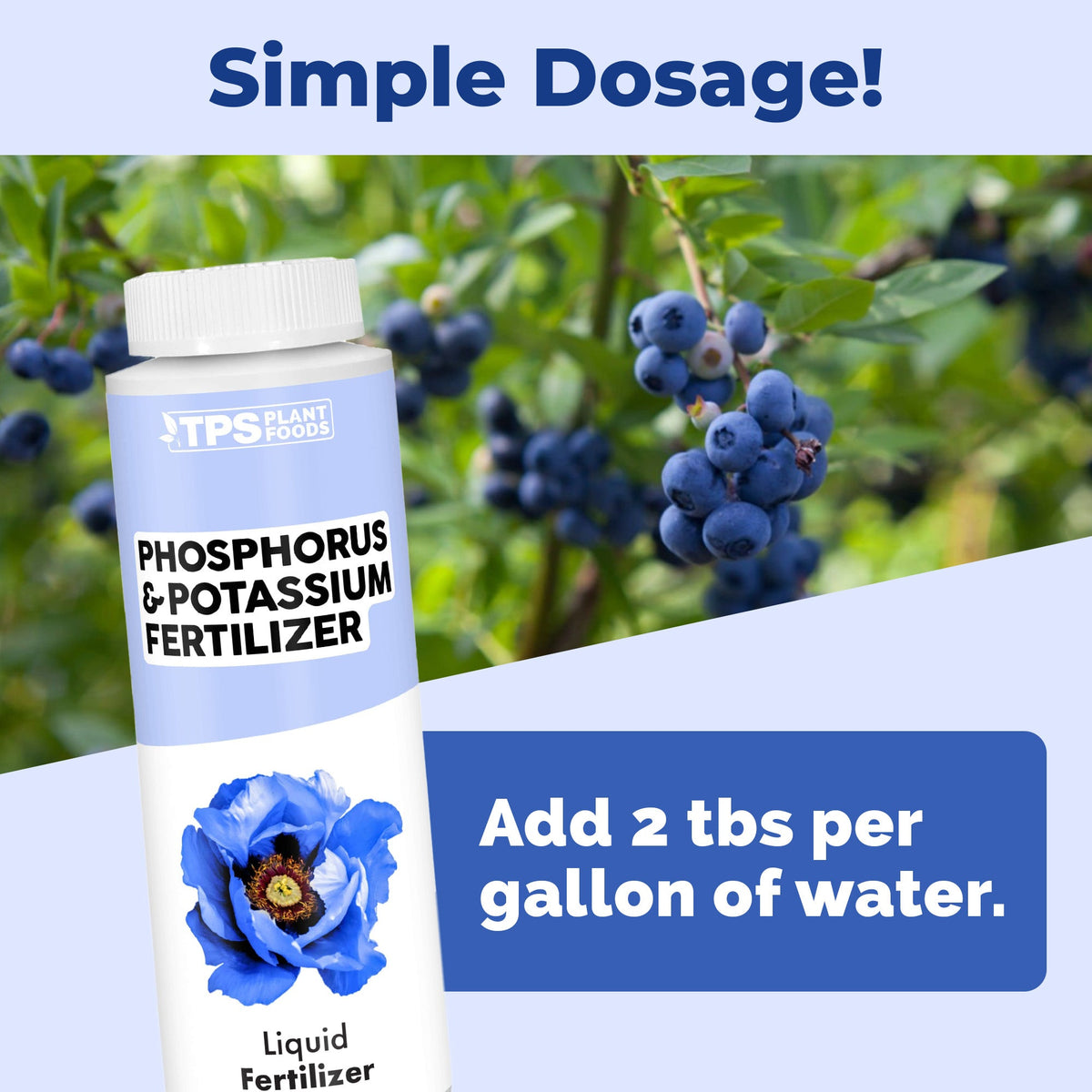 TPS Plant Foods Phosphorus and Potassium Fertilizer 0-10-10 liquid fertilizer, 8 oz bottle [dosage]