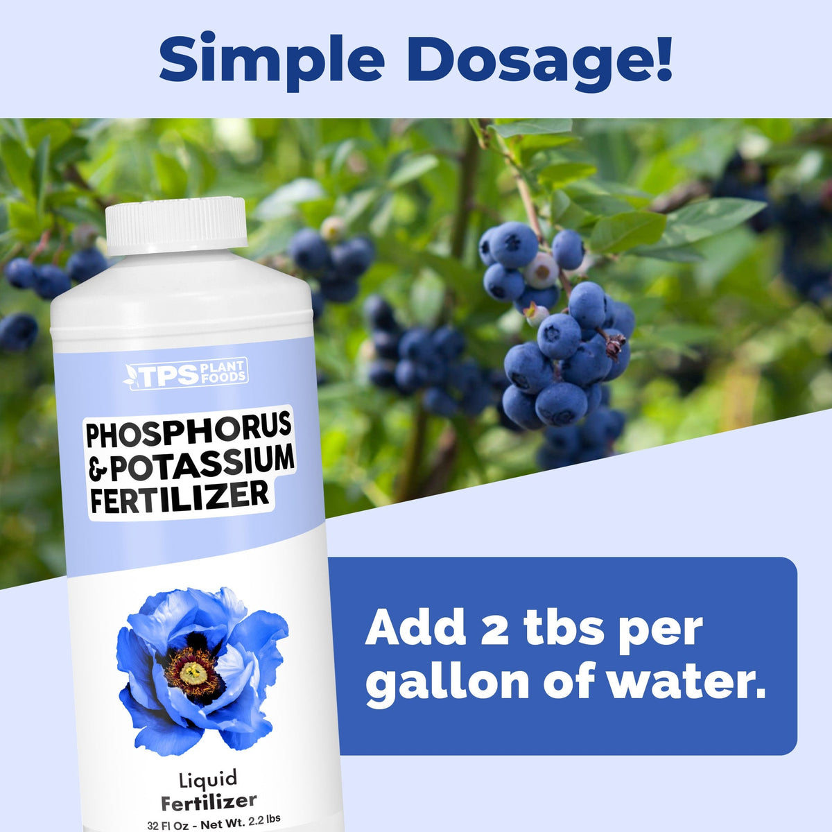 TPS Plant Foods Phosphorus and Potassium Fertilizer 0-10-10 liquid fertilizer, 32 oz bottle [dosage]