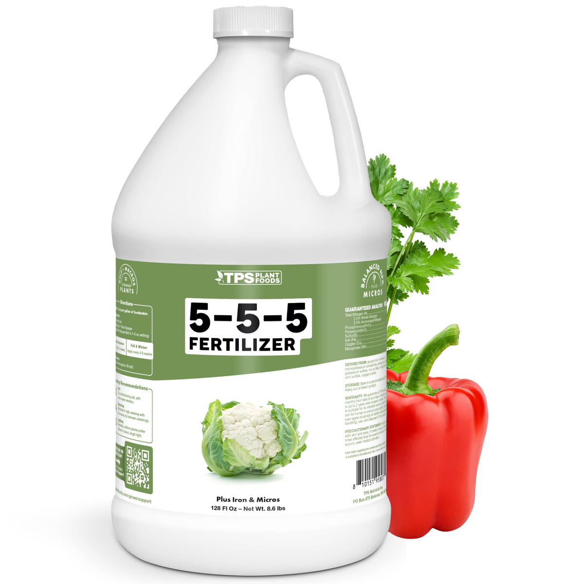 TPS Plant Foods 5-5-5 Fertilizer, 1 gallon bottle, 128 oz bottle [wrap]