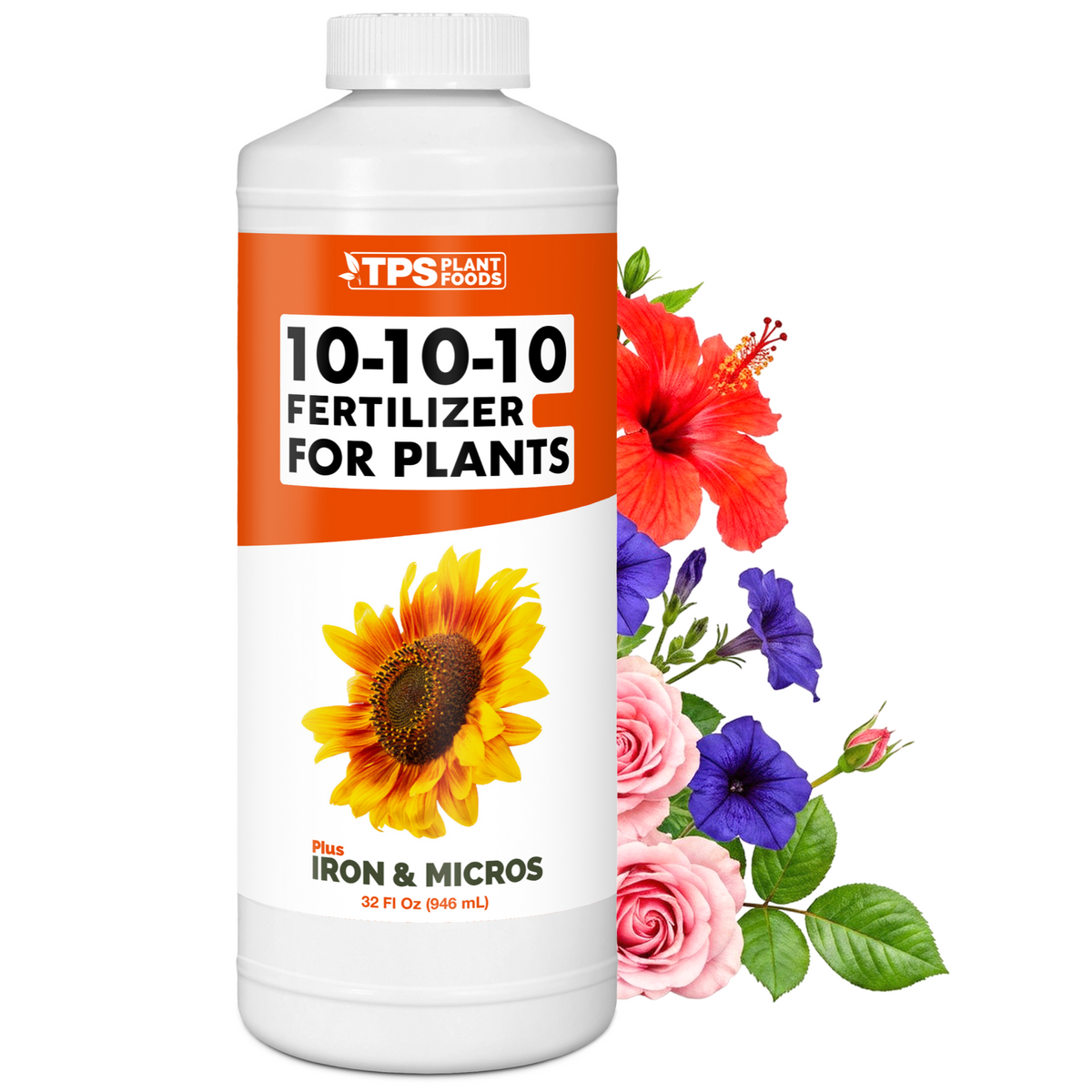 TPS Plant Foods 10-10-10 for Plants liquid fertilizer, 32 oz bottle [wrap]