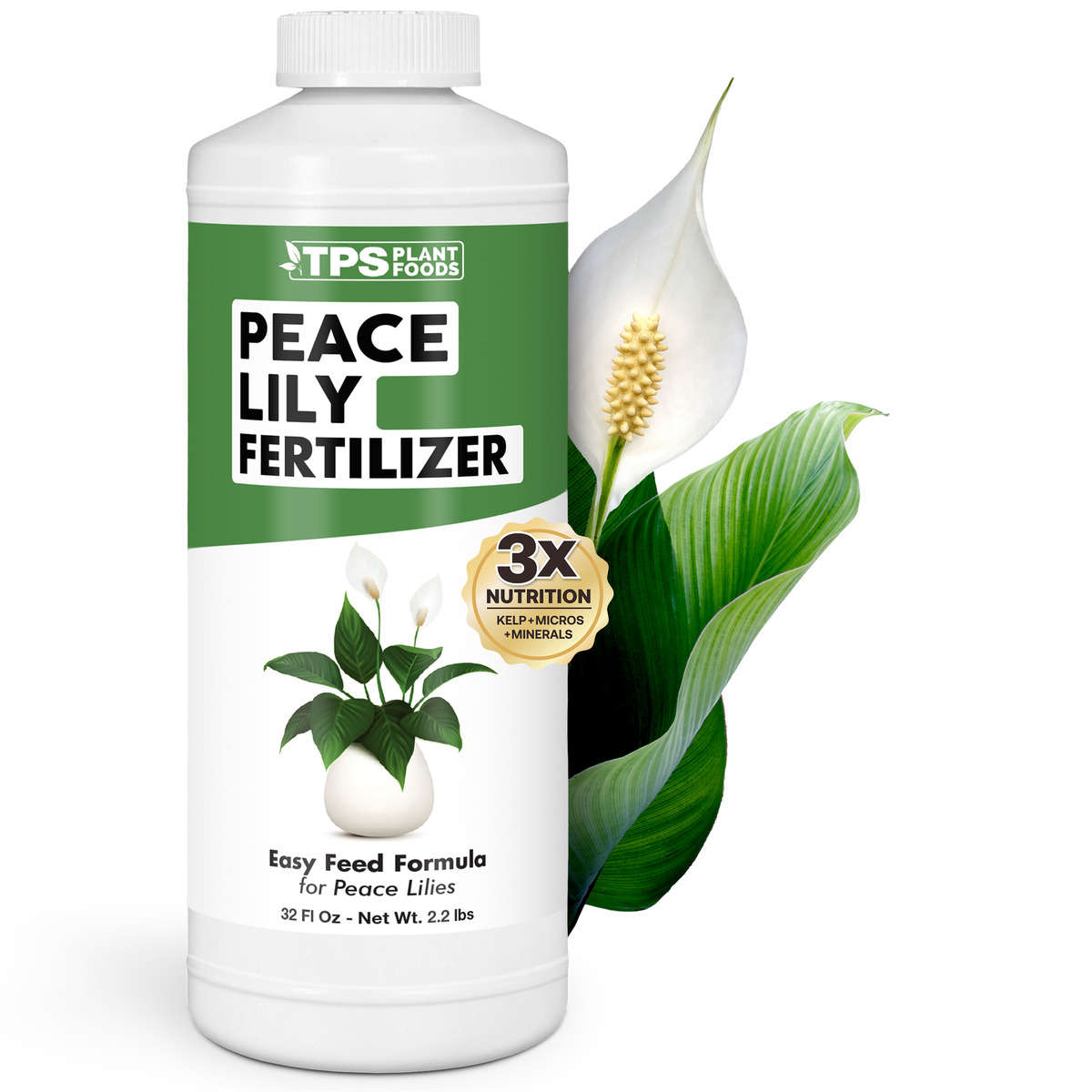 TPS Plant Foods Peace Lily Fertilizer 3-1-2, 32 oz bottle