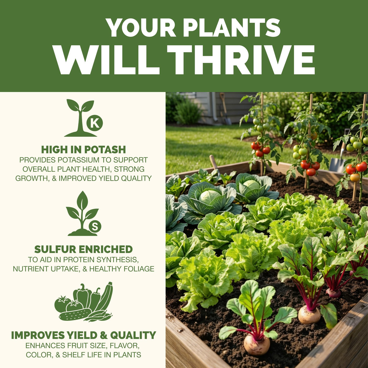 Why plants thrive on TPS Sulfate Of Potash: fuller, greener growth, vibrant foliage and strong roots [results]