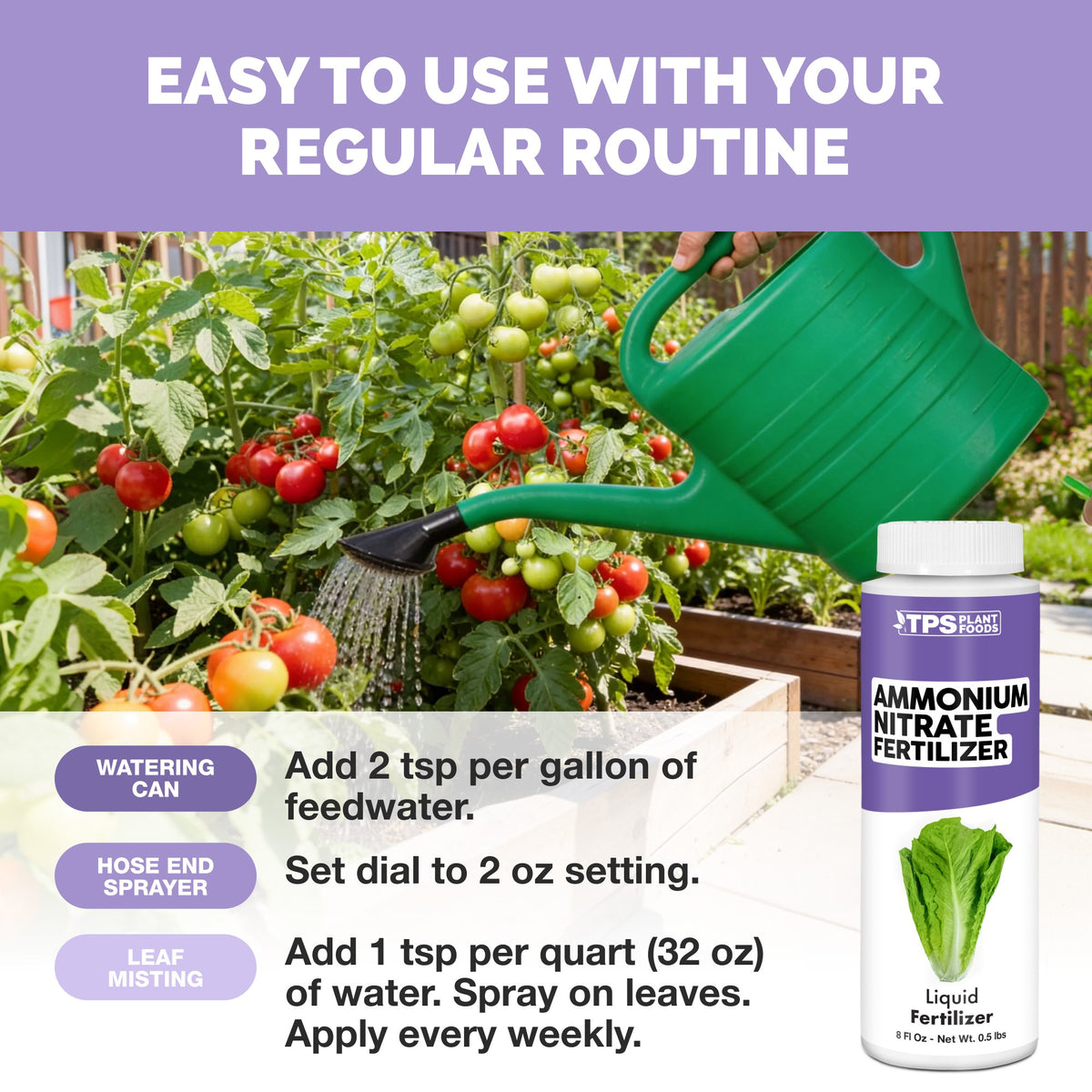 Feeding plants with TPS Ammonium Nitrate Fertilizer mixed into a watering can [how-to]