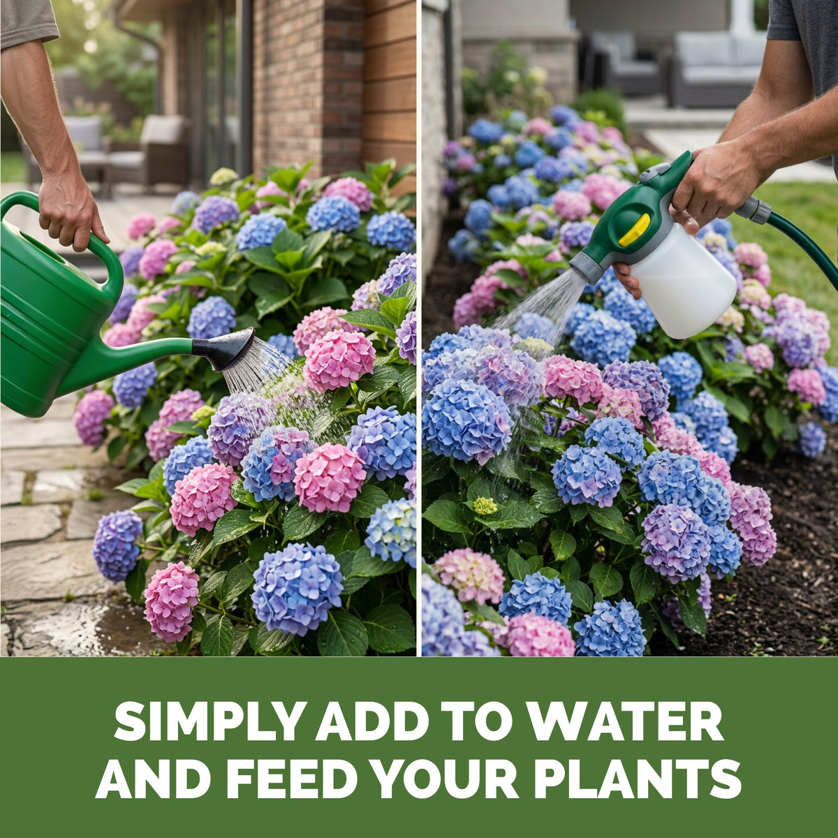Feeding flowering plants with TPS Flowering Plant Food by watering can or hose-end sprayer [how-to]
