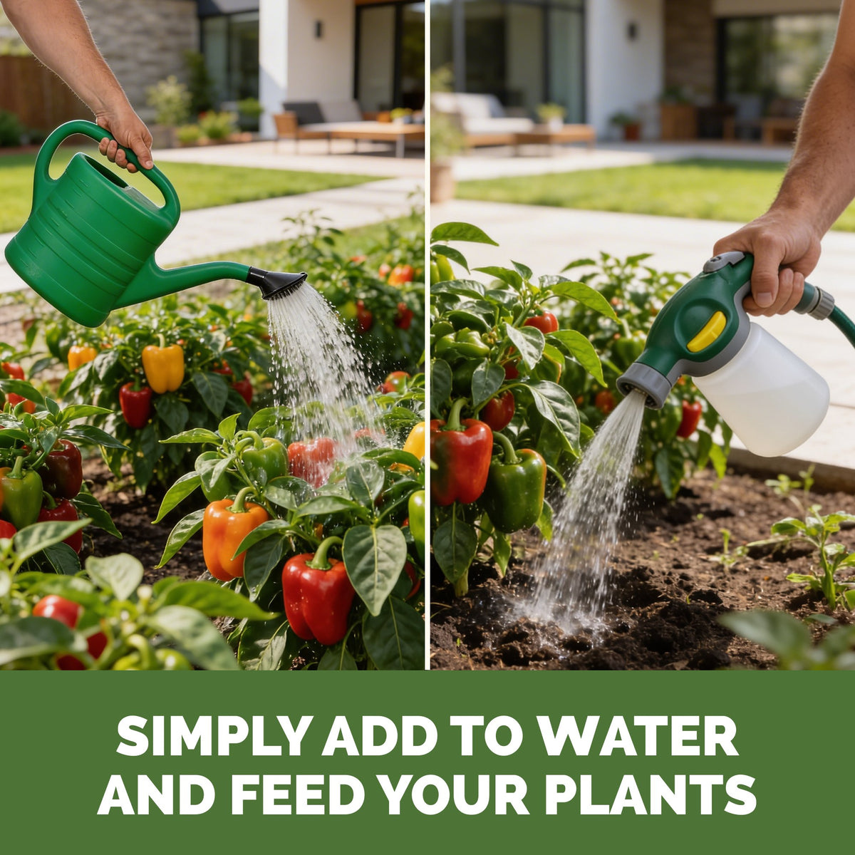 Feeding pepper with TPS Pepper Fertilizer by watering can or hose-end sprayer