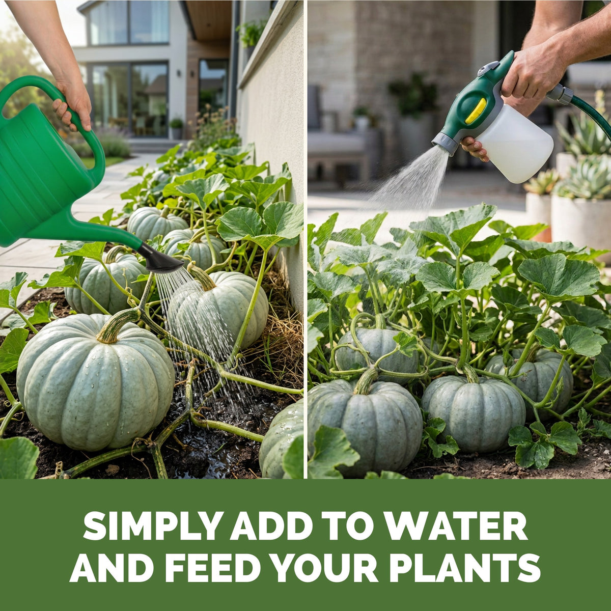 Feeding pumpkin with TPS Pumpkin Fertilizer by watering can or hose-end sprayer