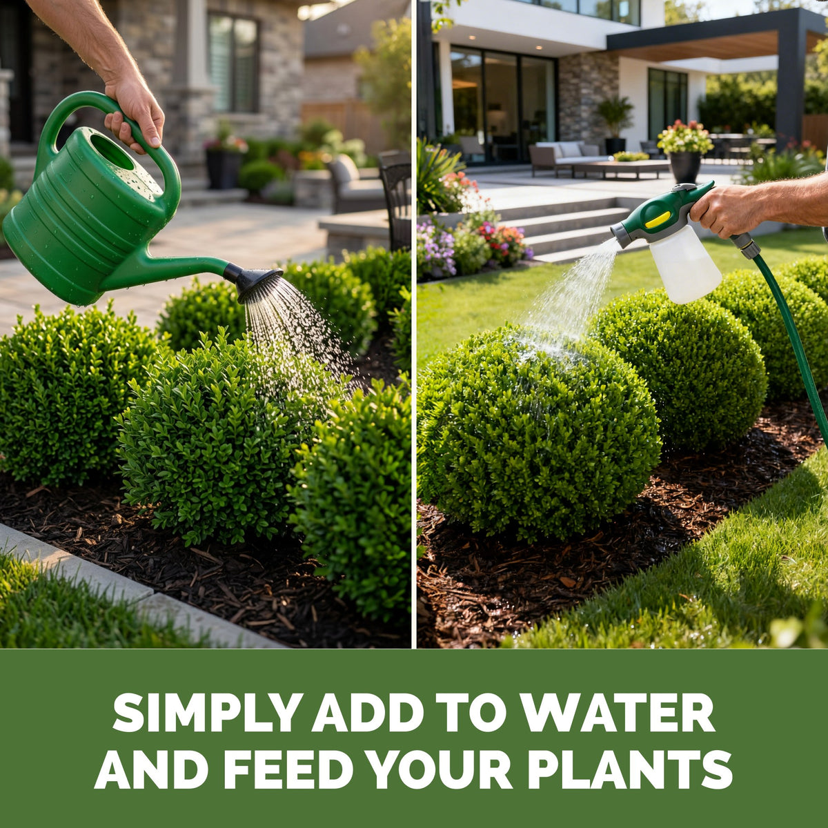 Feeding shrubs with TPS Shrub Fertilizer by watering can or hose-end sprayer