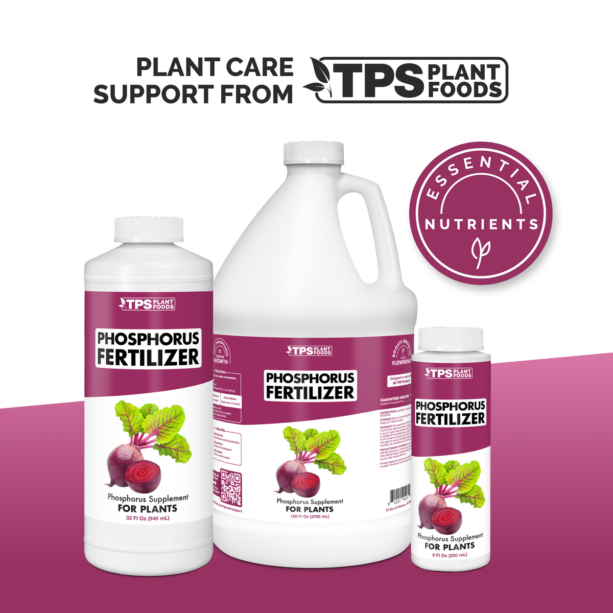 TPS Phosphorus Fertilizer 8 oz bottle showing front label, directions (1-2 tsp per gallon) and guaranteed analysis [other]