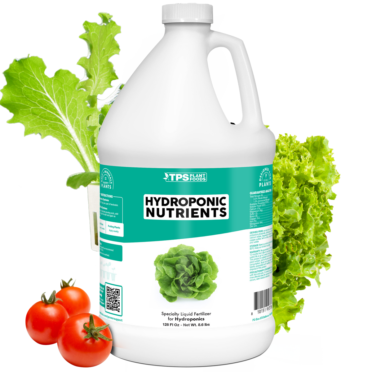 TPS Plant Foods Hydroponic Nutrients 4-3-6, 1 gallon bottle, 128 oz bottle [wrap]